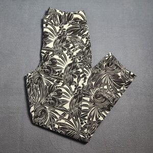 WHBM Women 8 Black Floral High Rise The Slim Ankle Pants